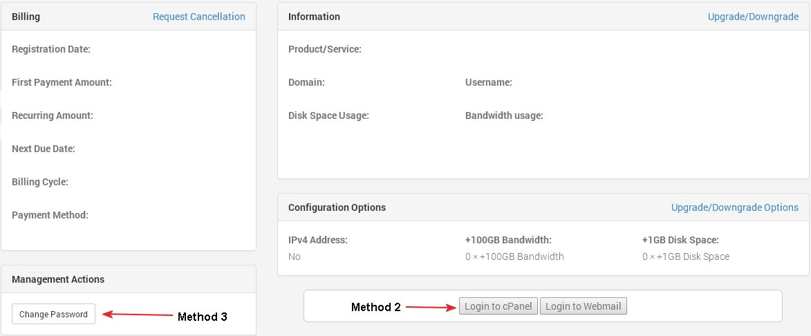 WHMCS cPanel Password